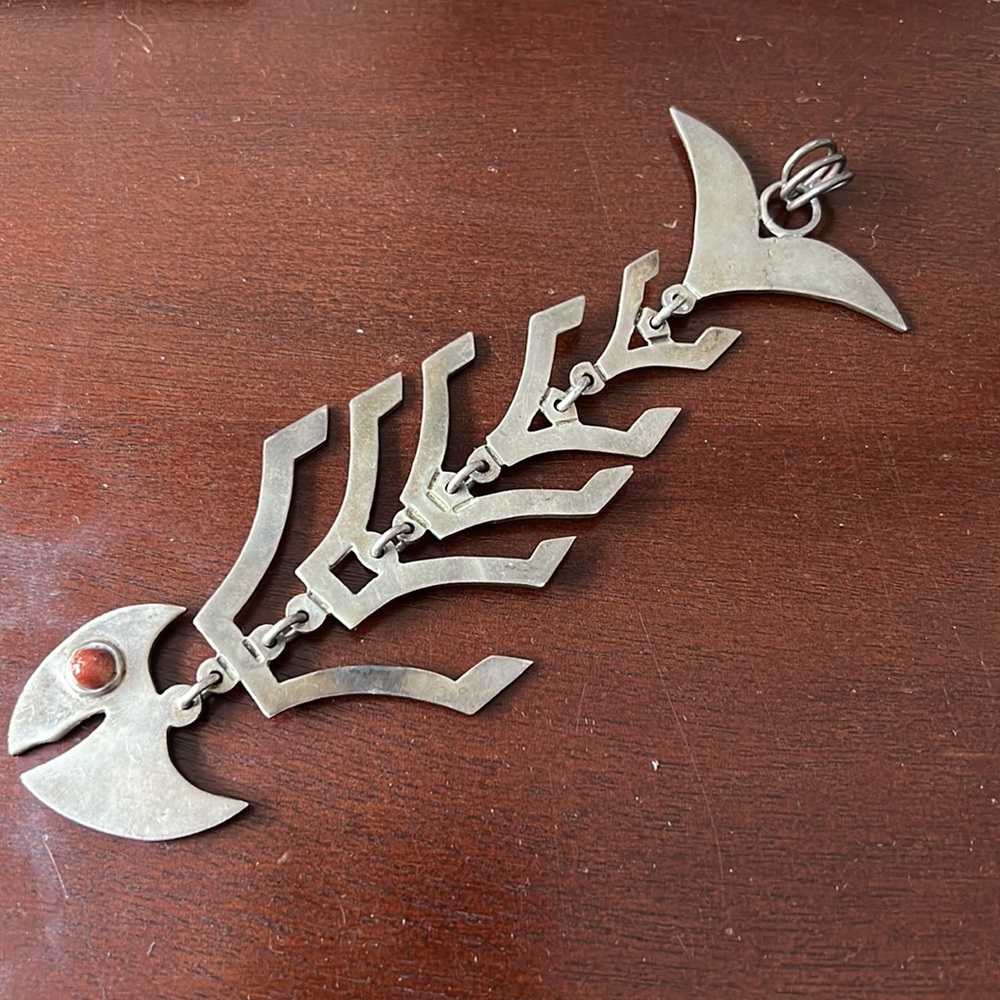 Mexican skeleton fish pendant